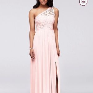David’s Bridal One Shoulder Lace Bridesmaid Dress